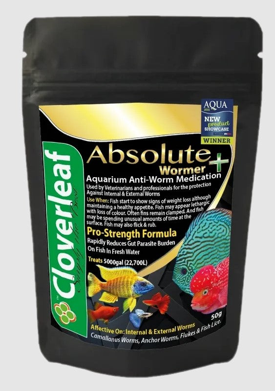 Cloverleaf Absolute+ Aquarium Wormer 50g - Tropical Supplies North East