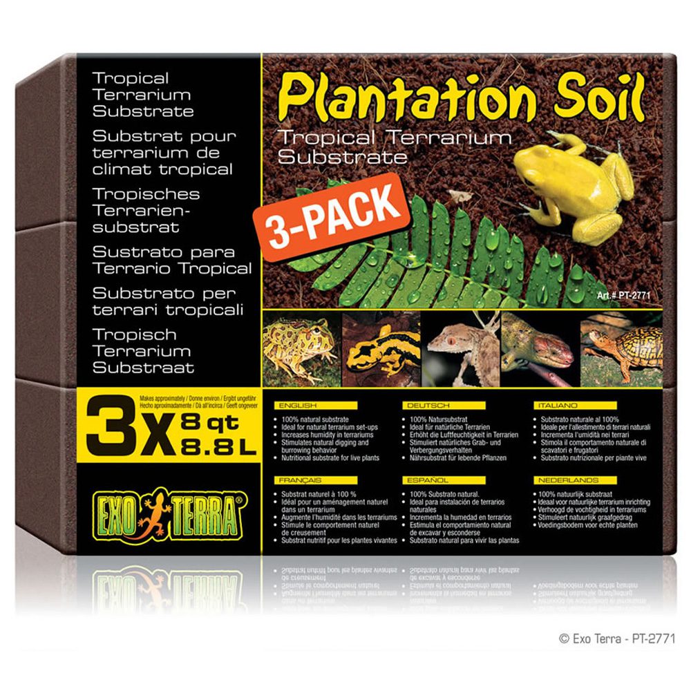 Exo Terra Plantation Soil Substrate 8.8L 3 Brick Pack