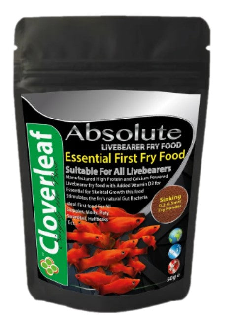 Cloverleaf Absolute Livebearer Fry Food 50g £7.99 Tropical Supplies North East